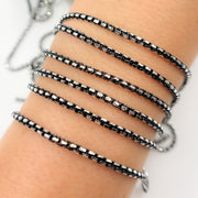 Black Rhodium and Sterling Silver Diamond Cut Box Chain